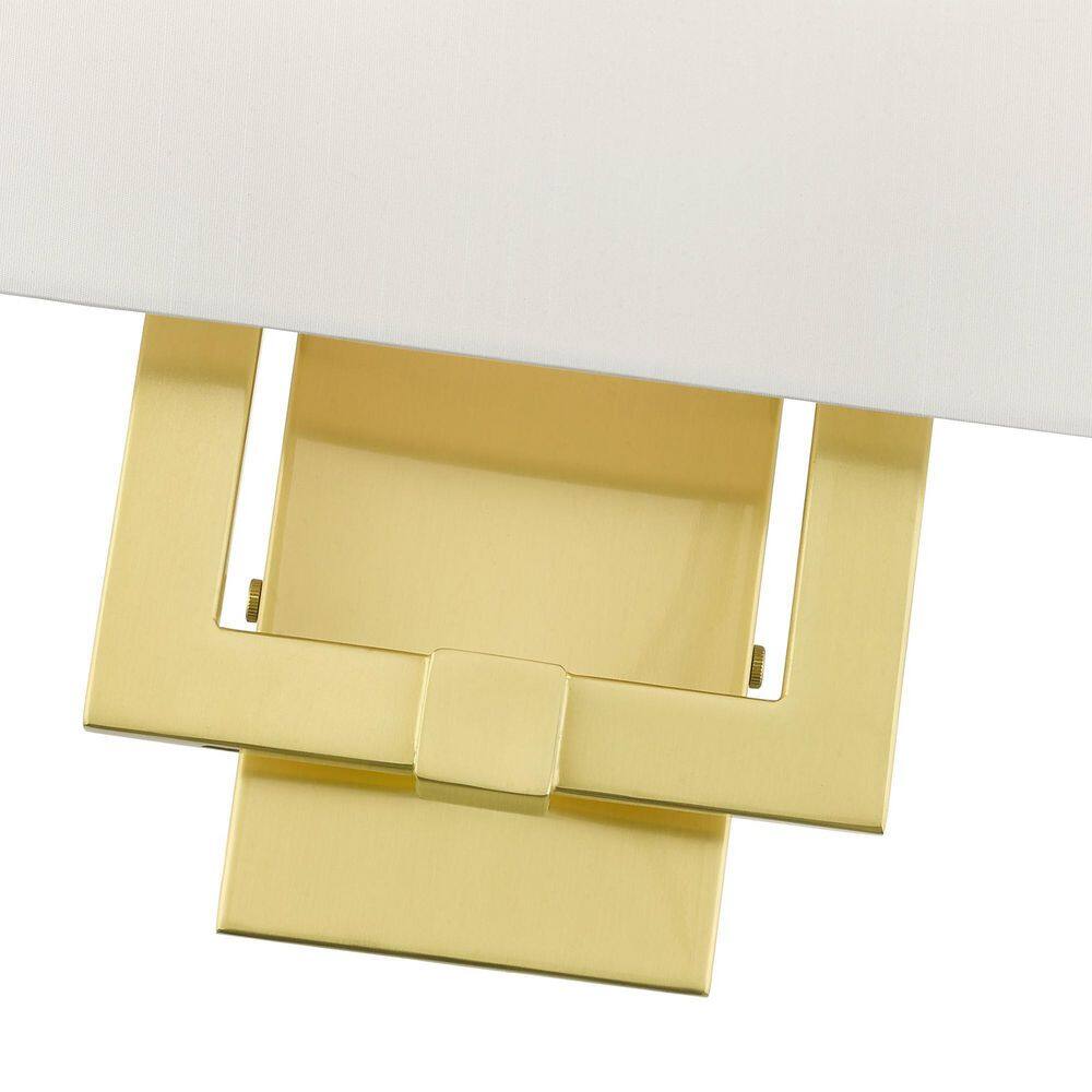 Hollborn Satin Brass 2-Light ADA Compliant Wall Sconce with Off-White Shade