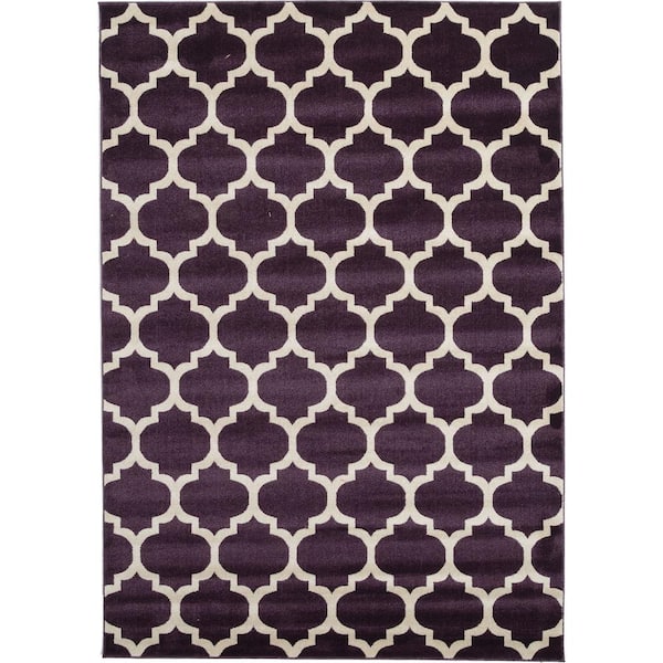 Unique Loom Trellis Philadelphia Purple/Beige 7' 0 x 10' 0 Area Rug