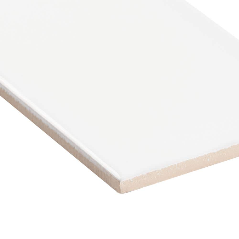Remington White Polished Porcelain Subway Wall Tile 3.93 x 11.81 in