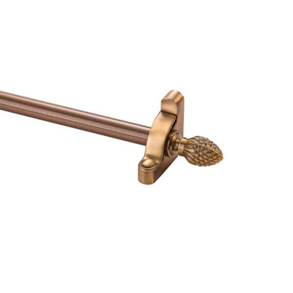 Zoroufy Heritage Collection Tubular 36 in. x 1/2 in. Antique Brass Finish Stair Rod Set with Pineapple Finial
