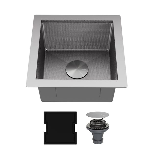 Matrix 17 in. Undermount Single Bowl 16-Gauge Stainless Steel Workstation Kitchen Sink