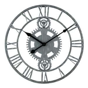 14 in. Gray Industrial Gears Metal Quartz clock