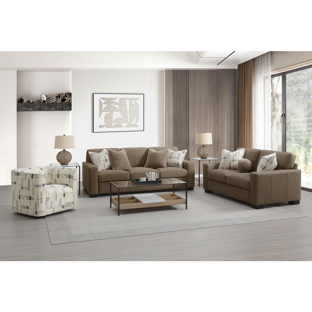 Acme Furniture Darya 39 in. Square Arm Suede Rectangle Sofa in