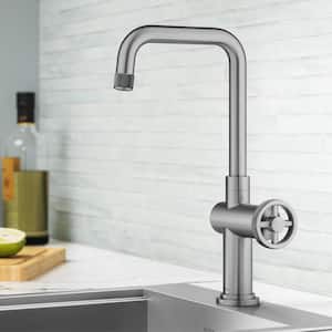 Urbix Industrial Single Handle Kitchen Bar Faucet in Spot-Free Stainless Steel