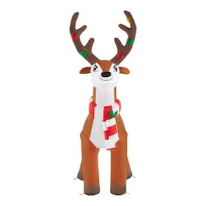 LARGE SITTING REINDEER WITH SCARF WHITE TABLE DISPLAY HOME CHRISTMAS GIFT 