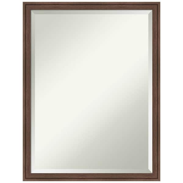 Amanti Art Florence Medium Brown 19.75 in. x 25.75 in. Beveled Casual Rectangle Framed Wall Mirror in Brown