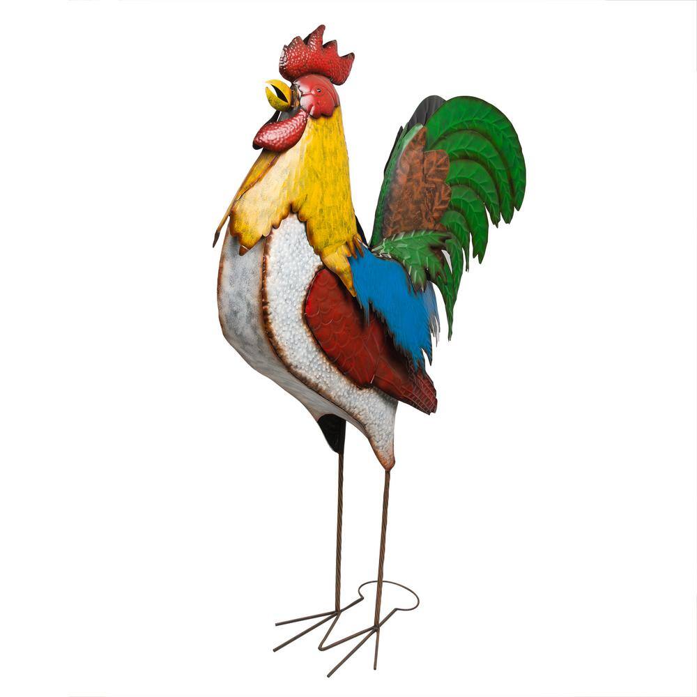 Multi-Color Metal Jumbo Rooster Decor