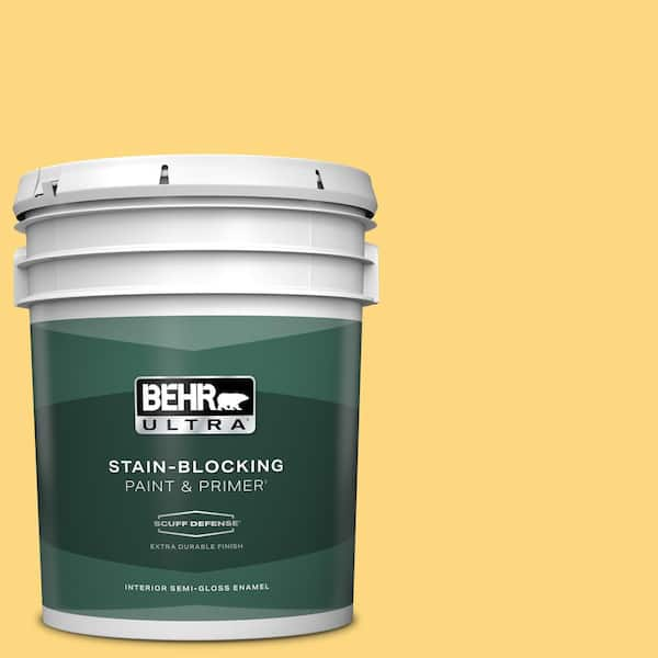 BEHR ULTRA 5 gal. #350B-6 Wildflower Honey Extra Durable Semi-Gloss Enamel Interior Paint & Primer