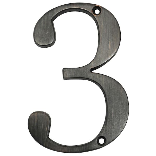 Everbilt 4 in. Aged Bronze Flush Mount House Number 3 30236 - The Home ...