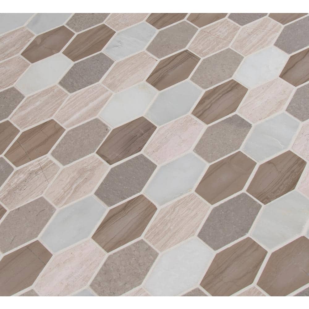 Gray and White Hexagon Marble Mosaic Tile for Indoor and Outdoor