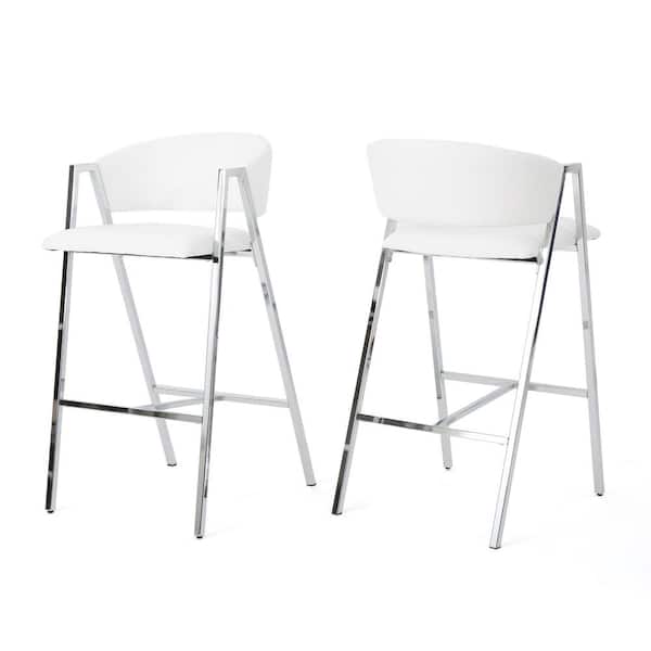 Noble House Marlon 37.50 in. Ivory Bar Stool (Set of 2)