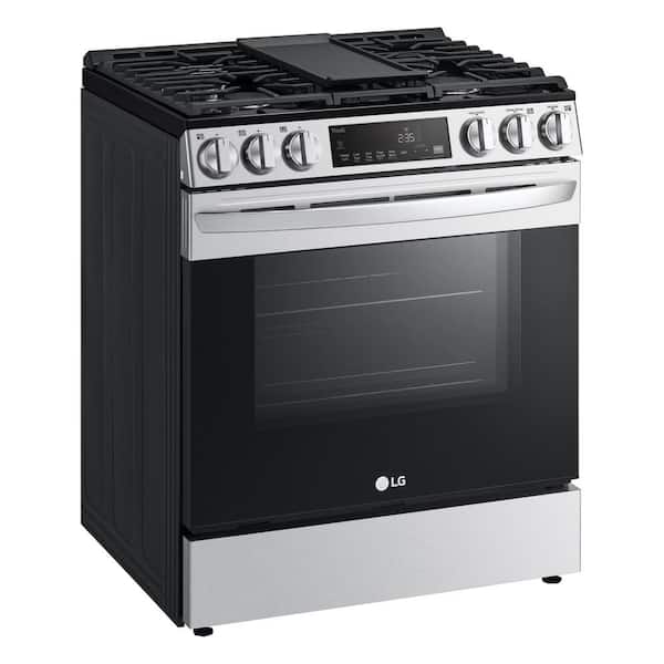 LG 30 in. 5.8 cu. ft. Smart Air Fry Convection Oven Freestanding Gas Range  with 5 Sealed Burners & Griddle - Black with Stainless Steel