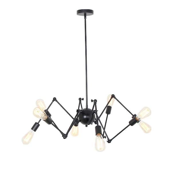 UMEILUCE 8-Light Black Vintage Sputnik Chandelier for Living Room Dining Room