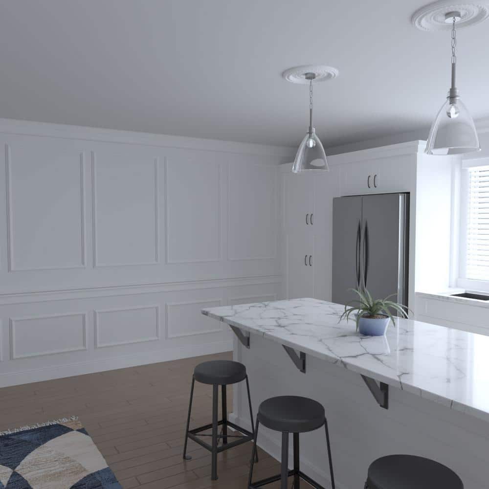 Adjustable White Polyurethane Ashford Square Panel Wainscot Kit