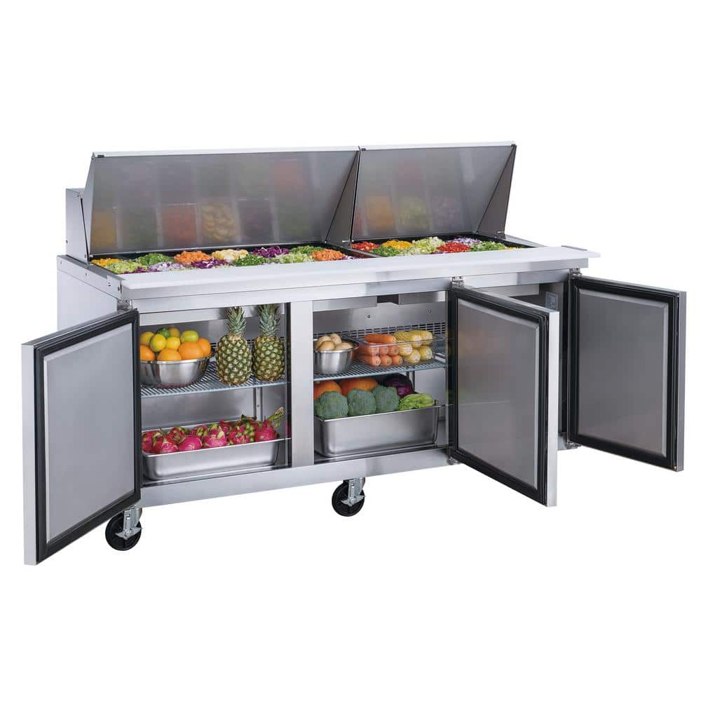 72.25" Stainless Steel 3-Door Commercial Food Prep Table