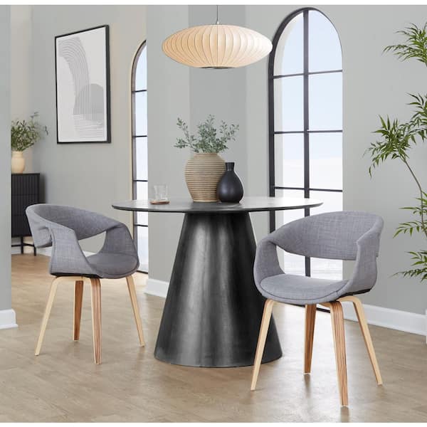 Lumisource Curvo Zebra Wood and Grey Fabric Upholstered Chair (Set of 2)