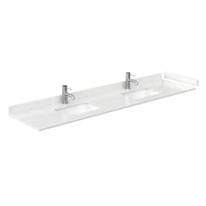 84 in. W x 22 in. D Cultured Marble Double Basin Vanity Top in Light-Vein Carrara with White Basins