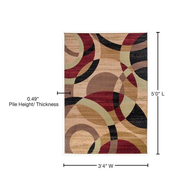 Modern Abstract Circles Multi 3 ft. 3 in. x 5 ft. Indoor Area Rug