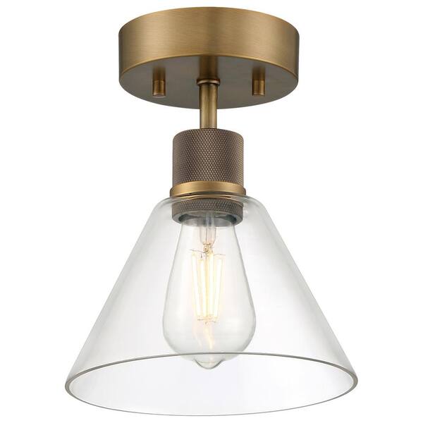 Access Lighting Port Nine 8 in. 1Light Antique Brushed Brass LED Semi