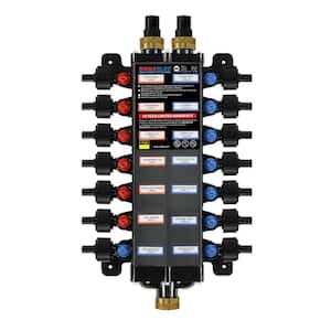 ManaBloc 1/2 in. x 14 port Polymer Distribution Manifold (6 hot/8 cold)