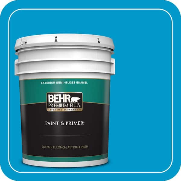 BEHR PREMIUM PLUS 5 gal. #550B-6 Isle of Capri Semi-Gloss Enamel Exterior Paint & Primer