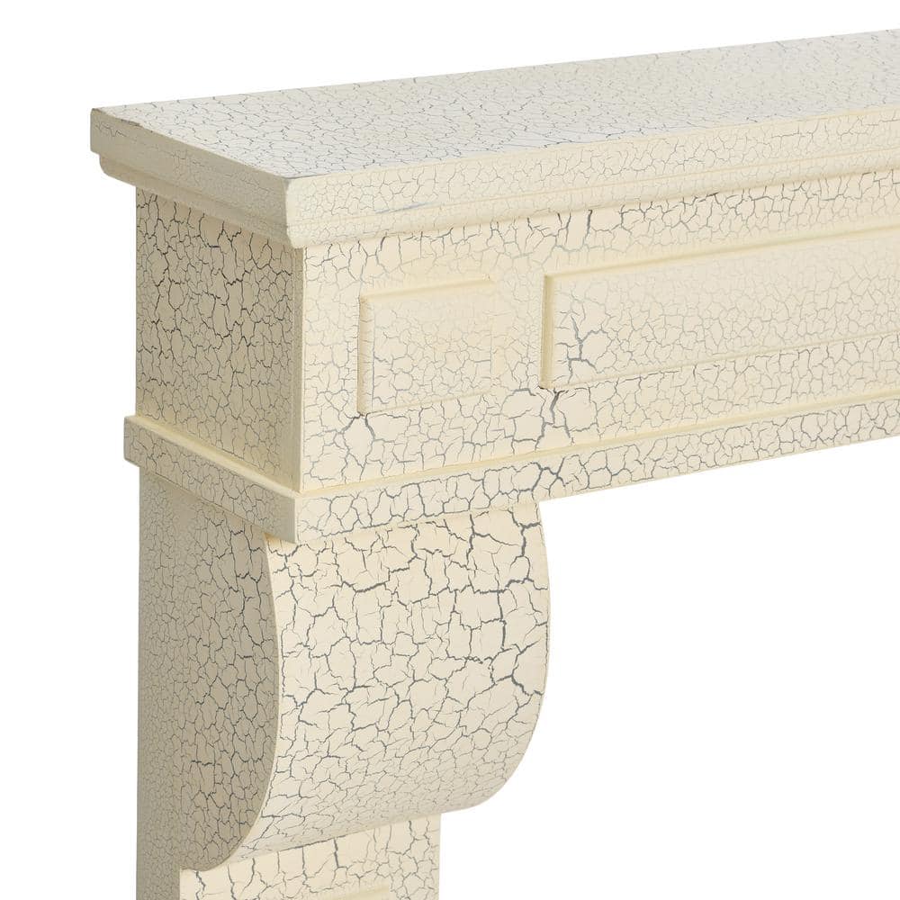 Distressed Cream Wood Wall Mount Fireplace Mantel, 50" Height