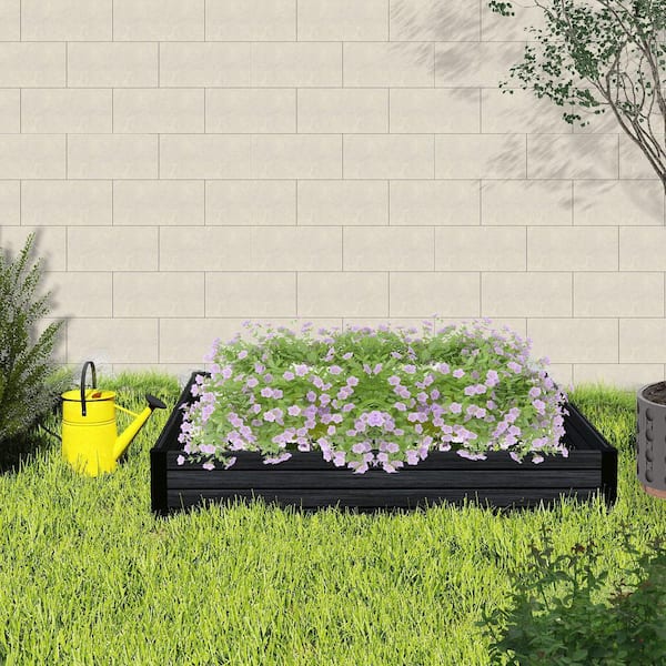 mondaria 4 ft. x 4 ft. x 6 in. Black Composite Panel and Alu Frame Rustproof Garden Planter Box