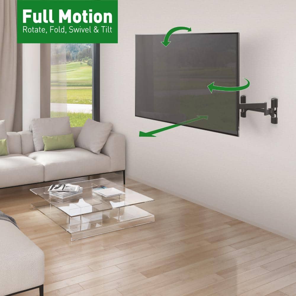 Black Full Motion Dual Arm TV Wall Mount for 13"-90" Screens