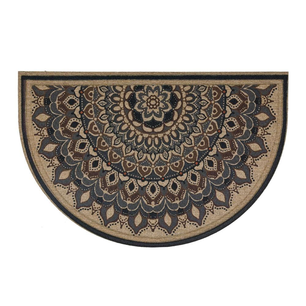 Natural Spirit Brown Ornamental Recycled Rubber Outdoor Door Mat