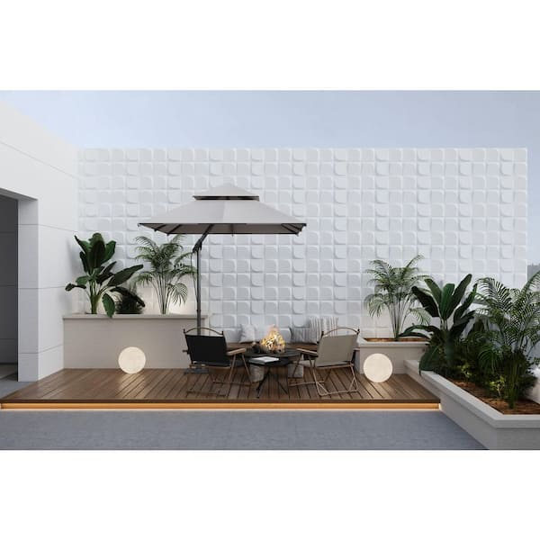 47 in. x 23.5 in. x 1.5 in. Polyurethane Lightweight Textured Wall Panels (Bead-White, Set of 3-Piece)