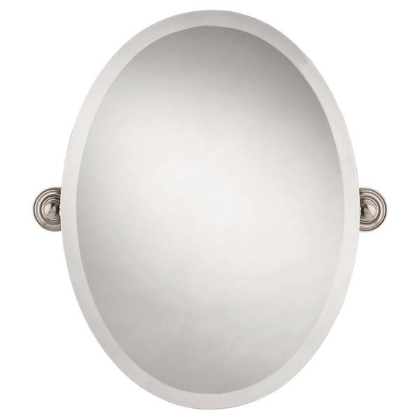 Delta Greenwich 24 in. x 18 in. Frameless Oval Bathroom Mirror with Beveled Edges in SpotShield Brushed Nickel