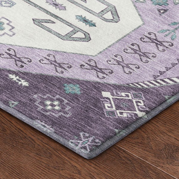 Mayfield Premium Machine Washable Abstract AMF2565 Purple 5 ft. x 7 ft. 6 in. Area Rug
