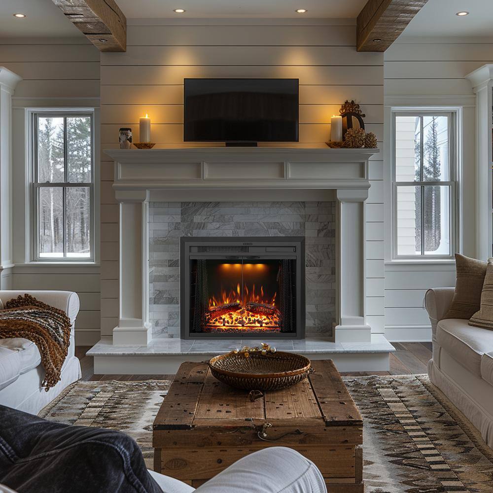 Delandgrand 33 in. Electric Fireplace Inserts, 3-Flames and Top Light ...