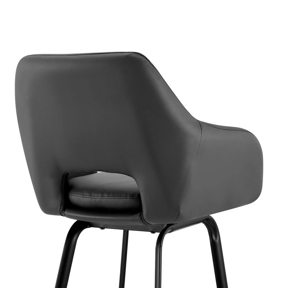 Gray Faux Leather and Black Metal Swivel Counter Stool