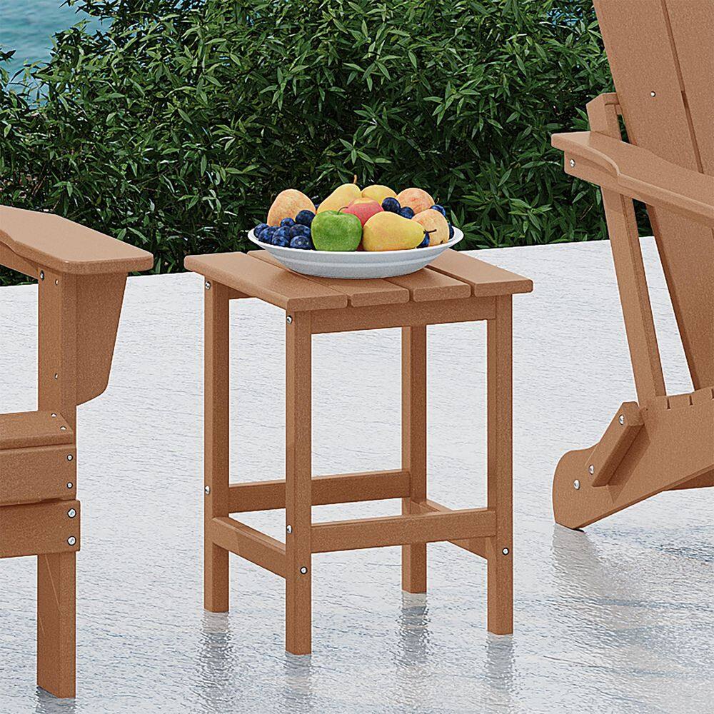 Laguna Square Teak Outdoor Side Table - All-Weather HDPE