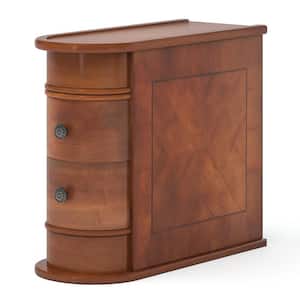 Eric 24 in. Brown Solid Wood Chairside End Table, Two-Drawer Narrow Side Table, Fully Assembled
