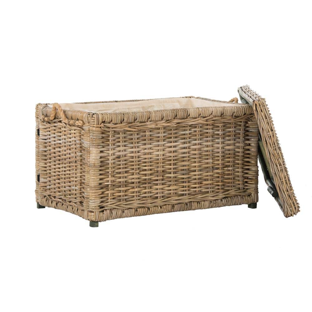 Jacob Natural Wicker Handwoven Storage Trunk, 30"