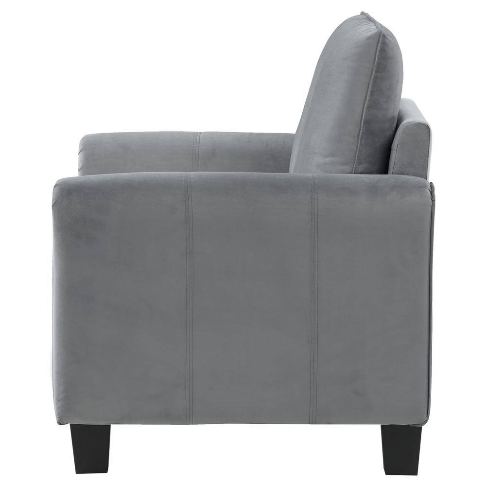 Gray Velvet Traditional Stationary Accent Chair