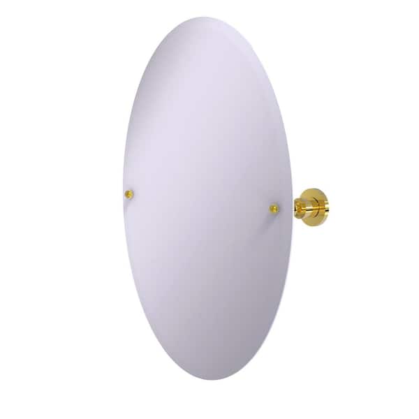Allied Brass 21 in. x 29 in. Astor Place Frameless Oval Tilt Mirror with Beveled Edge in Polished Brass