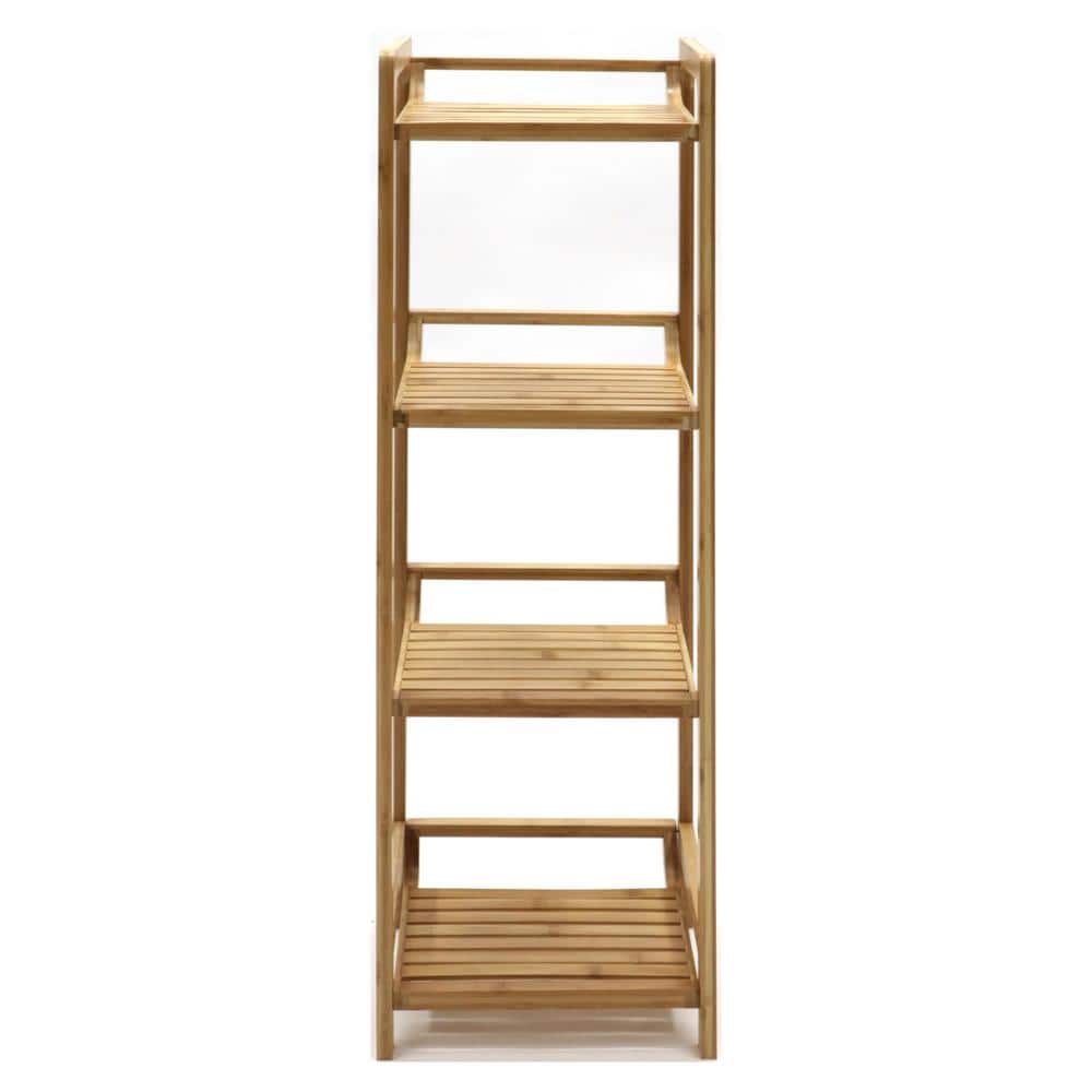 Bamboo Light Wood 4-Tier Ventilated Shelf Unit