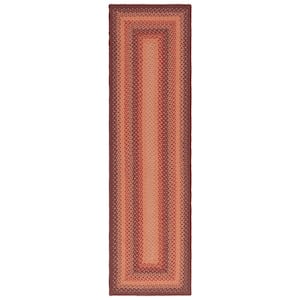 Braided Orange Rust 2 ft. x 8 ft. Abstract Border Runner Rug