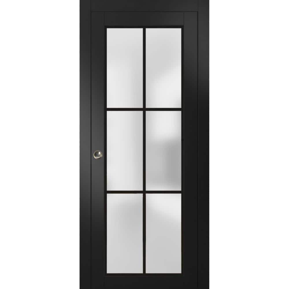 30 in. x 80 in. 1 Panel Black Matte Finished Solid Wood Sliding Door with Hardware price history on PriceWatchPro