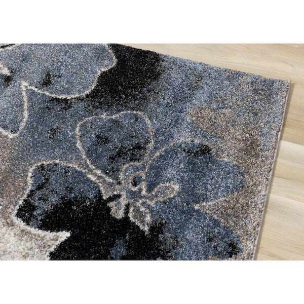 Eden Collections 5 ft. x 8 ft. Blue Botanical Indoor Area Rug