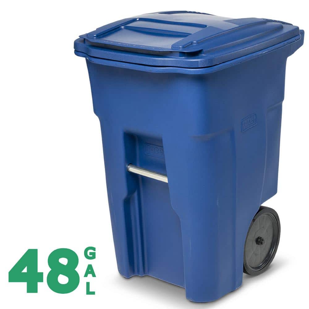 Toter 48 Blue Outdoor Trash Can with Quiet Wheels and Lid ANA48-00BLU  The Home Depot