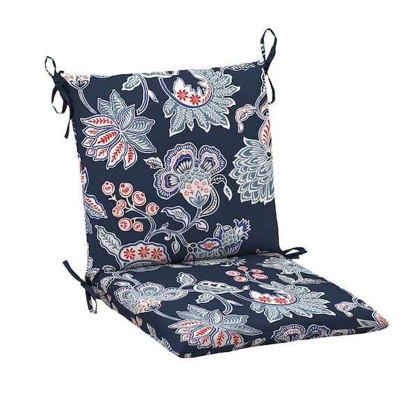 Hampton Bay 20 x 17 Outdoor Dining Chair Cushion in Standard Blue Floral
