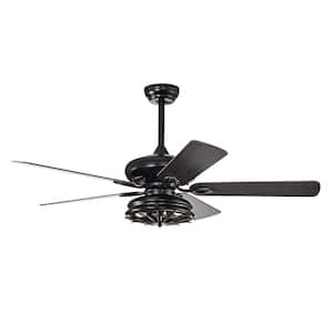 52 in. Indoor Black Ceiling Fan with 5 Blades