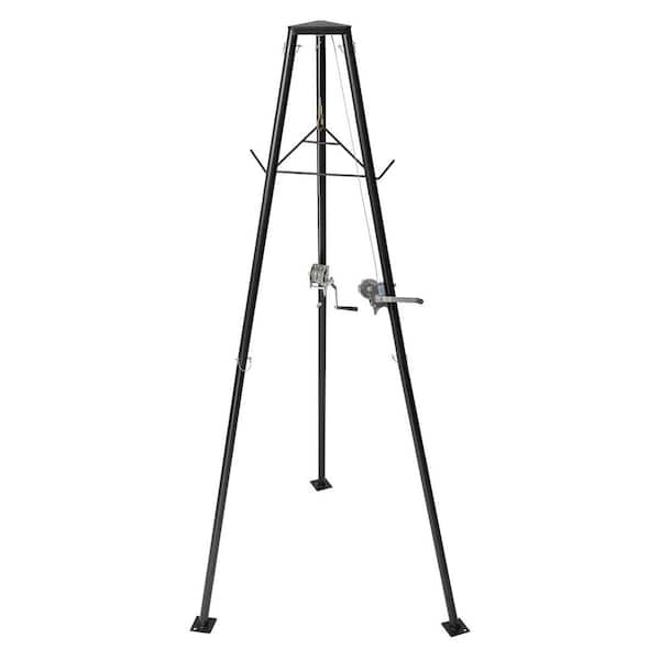 Tripod Deer Hoist, 500 lbs. Capacity, Winch Lift with Gambrel and Manual Winch, for Skinning, Cleaning, Moving, Black
