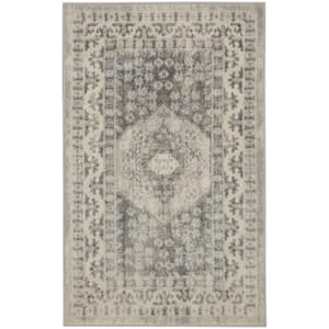 Cyrus Ivory  Doormat 3 ft. x 4 ft. Center Medallion Traditional Kitchen Area Rug
