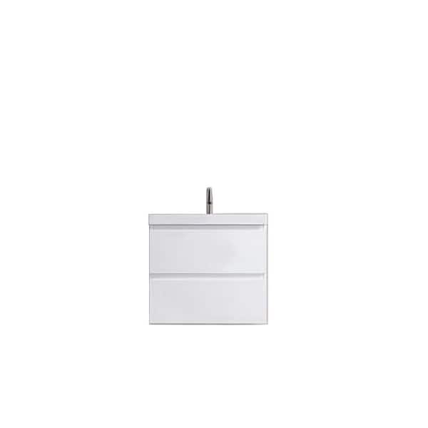 19 in. D x 23.75 in. W x 19 in. H Single Sink Wall Mount Bath Vanity in White with White Cultured Marble Top (Assembled)