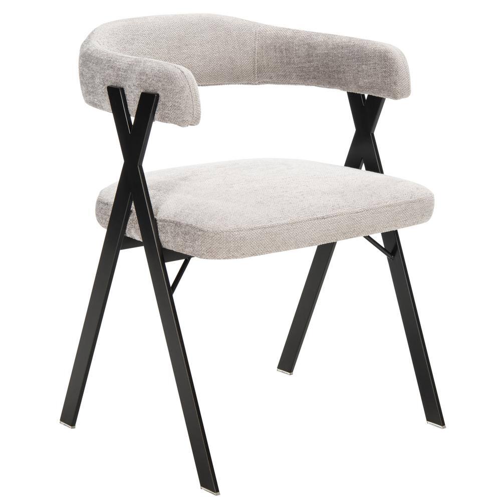 Izzy 33" Gray Chenille Upholstered Arm Chair with Metal Frame